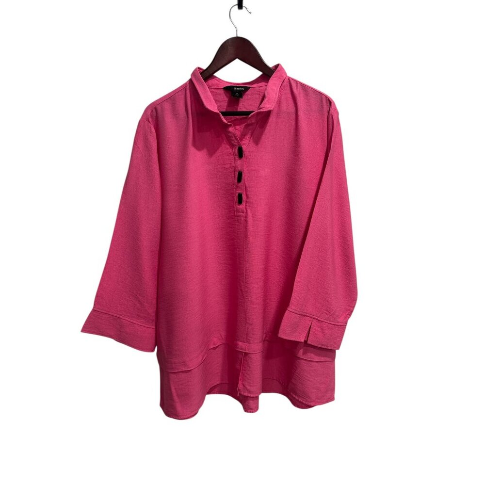 Ali Miles Pink Tunic Blouse Womens 2X Rayon Relaxed Fit Long Sleeve - Picture 2 of 7